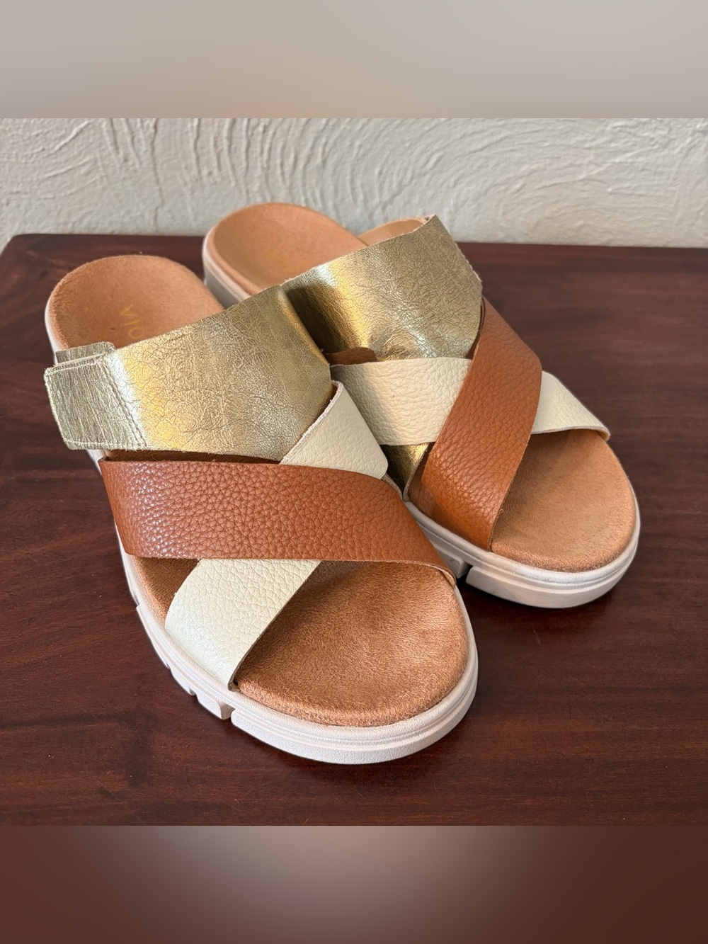 Vionic Uptown Sunset Wedge Slide Slip On Leather Sandals Women’s Size 6.5 - Picture 2 of 7